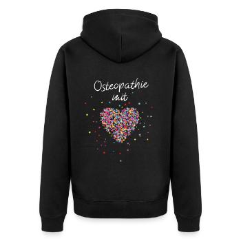 Osteopathie mit Herz Ostehopathe Osteopathin - Unisex Premium Bio Zip Hoodie - Schwarz - Hinten - Nico (187cm)