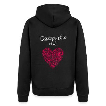 Osteopathie mit Herz Osteopathin Triggerpunkte - Unisex Premium Bio Zip Hoodie - Schwarz - Hinten - Nico (187cm)