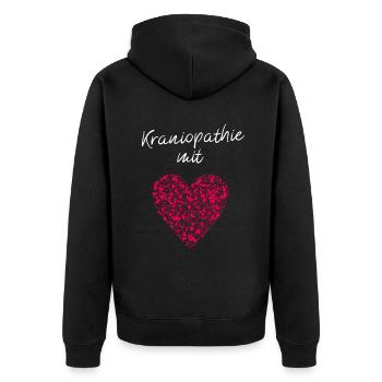 Kraniopathie mit Herz Chiropraktik Kranio Medizin - Unisex Premium Bio Zip Hoodie - Schwarz - Hinten - Nico (187cm)