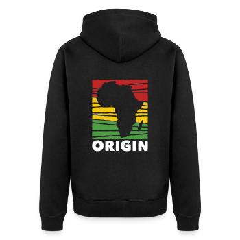 Herkunft Schwarze Geschichte Afroamerikaner - Unisex Premium Bio Zip Hoodie - Schwarz - Hinten - Nico (187cm)