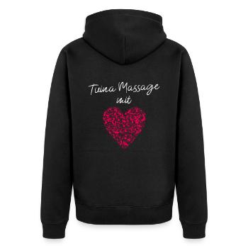 Tuina Massage mit Herz Masseurin Relfexzone Fuss - Unisex Premium Bio Zip Hoodie - Schwarz - Hinten - Nico (187cm)