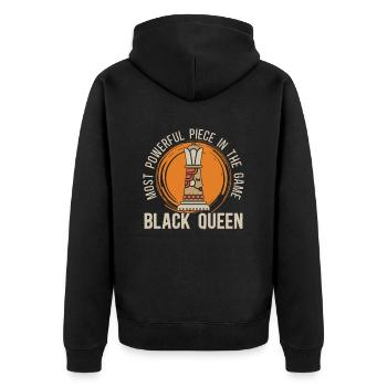 Schwarze Königin Schwarze Geschichte - Unisex Premium Bio Zip Hoodie - Schwarz - Hinten - Nico (187cm)
