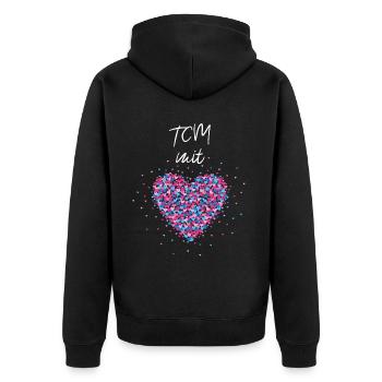 TCM mit Herz Akupunktur Akupressur Chinesisch Thai - Unisex Premium Bio Zip Hoodie - Schwarz - Hinten - Nico (187cm)