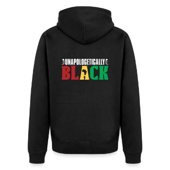 Entschuldigungslos Black History Afroamerikaner - Unisex Premium Bio Zip Hoodie - Schwarz - Hinten - Nico (187cm)