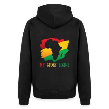 Mon histoire commence Afro-Américains de la - Veste à capuche bio Premium Unisexe - noir - Dos - Nico (187cm)