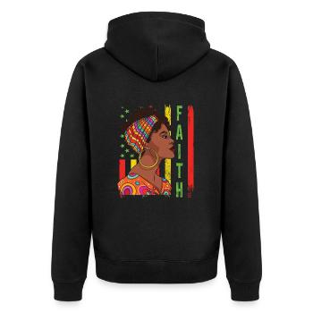 Foi Histoire des Noirs Afro-Américain Juneteenth - Veste à capuche bio Premium Unisexe - noir - Dos - Nico (187cm)