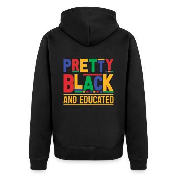 handsome black and educated black man - Unisex Premium Organic Zip Hoodie - black - Back - Nico (187cm)