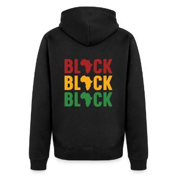 Schwarzafrika Schwarze Geschichte Afroamerikaner - Unisex Premium Bio Zip Hoodie - Schwarz - Hinten - Nico (187cm)