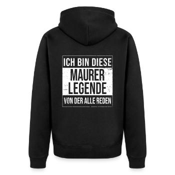 Maurer Geburtstag geboren Legende Handwerker - Unisex Premium Bio Zip Hoodie - Schwarz - Hinten - Nico (187cm)