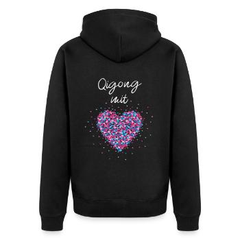 Qigong Herz Yoga Meditation Altnernative Therapie - Unisex Premium Bio Zip Hoodie - Schwarz - Hinten - Nico (187cm)