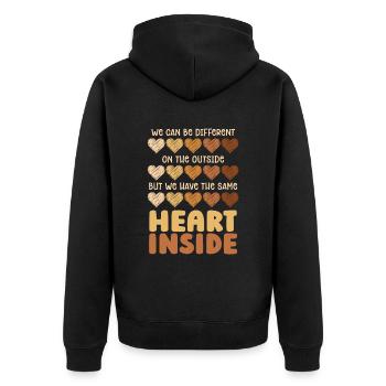 Dasselbe Herz Im Afroamerikaner Der Schwarzen - Unisex Premium Bio Zip Hoodie - Schwarz - Hinten - Nico (187cm)