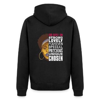 Starke Schöne Schwarze Frauen Schwarze Geschichte - Unisex Premium Bio Zip Hoodie - Schwarz - Hinten - Nico (187cm)