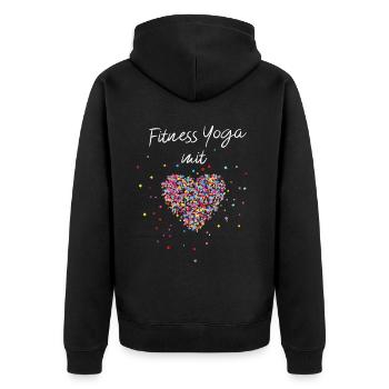 Fitness Yoga mit Herz Yogalehrerin Fitnesstrainer - Unisex Premium Bio Zip Hoodie - Schwarz - Hinten - Nico (187cm)