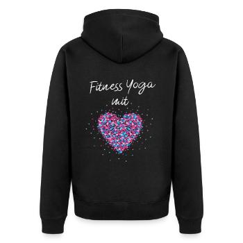 Fitness Yoga mit Herz Yogalehrerin Fitnessstudio - Unisex Premium Bio Zip Hoodie - Schwarz - Hinten - Nico (187cm)
