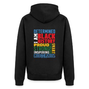Determined African-American of Blacks - Unisex Premium Organic Zip Hoodie - black - Back - Nico (187cm)