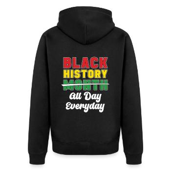L’histoire des Noirs toute la journée, tous les jours - Veste à capuche bio Premium Unisexe - noir - Dos - Nico (187cm)