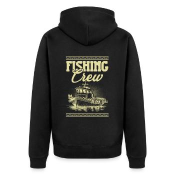 Fishing Crew - Unisex Premium Bio Zip Hoodie - Schwarz - Hinten - Nico (187cm)