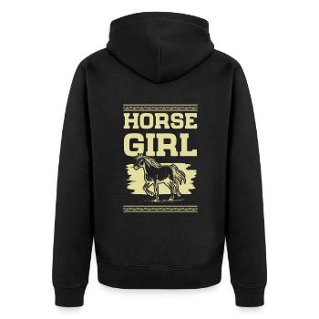 Fille à cheval - Veste à capuche bio Premium Unisexe - noir - Dos - Nico (187cm)