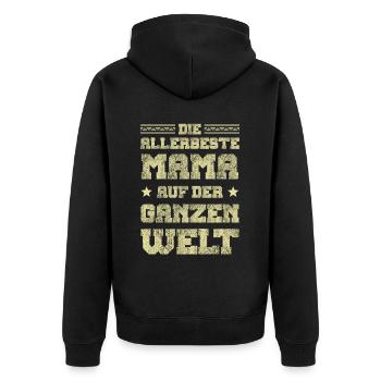 Beste Mama der Welt - Unisex Premium Bio Zip Hoodie - Schwarz - Hinten - Nico (187cm)