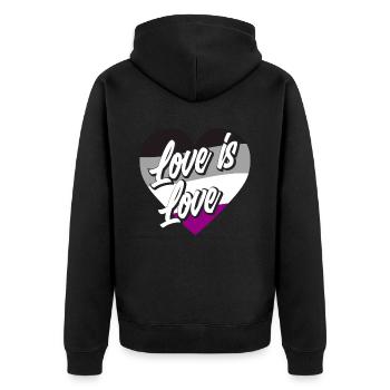 Asexuell Flagge Stolz Liebe - Unisex Premium Bio Zip Hoodie - Schwarz - Hinten - Nico (187cm)