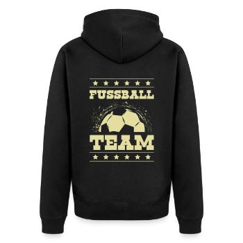 Fussball Team - Unisex Premium Bio Zip Hoodie - Schwarz - Hinten - Nico (187cm)