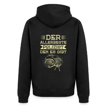 Allerbeste Polizist - Unisex Premium Bio Zip Hoodie - Schwarz - Hinten - Nico (187cm)