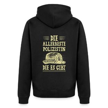 Allerbeste Polizistin - Unisex Premium Bio Zip Hoodie - Schwarz - Hinten - Nico (187cm)