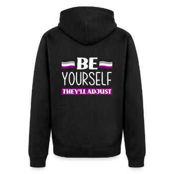 Asexuell Motivation - Unisex Premium Bio Zip Hoodie - Schwarz - Hinten - Nico (187cm)