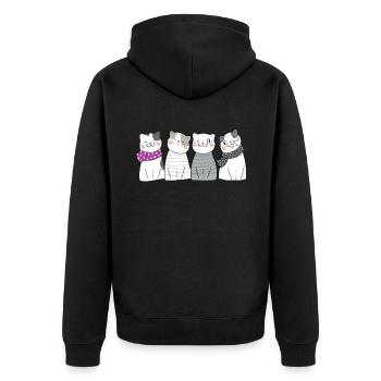 Asexuell Katzen - Unisex Premium Bio Zip Hoodie - Schwarz - Hinten - Nico (187cm)