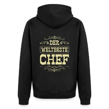 Weltbester Chef - Unisex Premium Bio Zip Hoodie - Schwarz - Hinten - Nico (187cm)