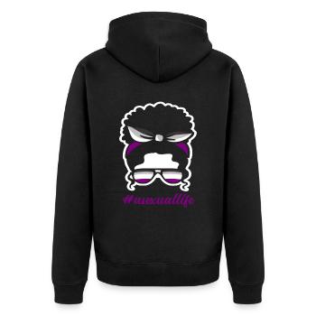 Asexuell Frau Frauen Geschenk - Unisex Premium Bio Zip Hoodie - Schwarz - Hinten - Nico (187cm)