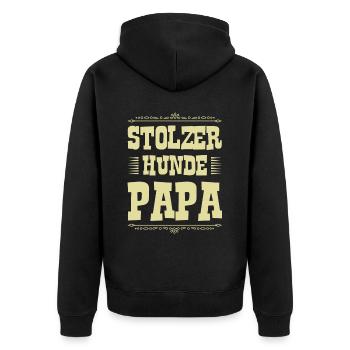 Stolzer Hunde papa - Unisex Premium Bio Zip Hoodie - Schwarz - Hinten - Nico (187cm)