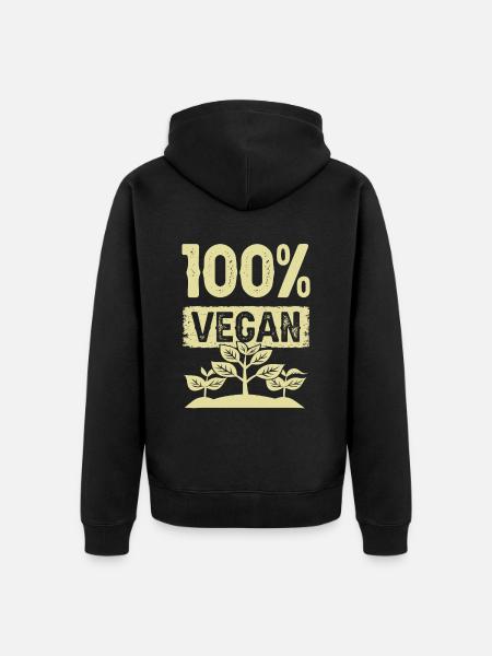 100% Vegan - Unisex Premium Bio Zip Hoodie - Schwarz