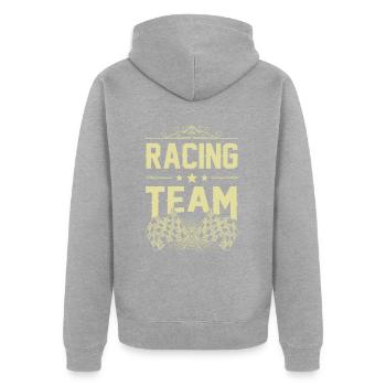 Équipe de course - Veste à capuche bio Premium Unisexe - gris chiné - Dos - Nico (187cm)