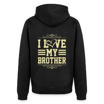 J’aime mon frère - Veste à capuche bio Premium Unisexe - noir - Dos - Nico (187cm)