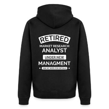 Marktforscher im Ruhestand - Unisex Premium Bio Zip Hoodie - Schwarz - Hinten - Nico (187cm)