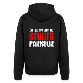 Parkour Gift Freerunning Parkour Runner - Unisex Premium Organic Zip Hoodie - black - Back - Nico (187cm)