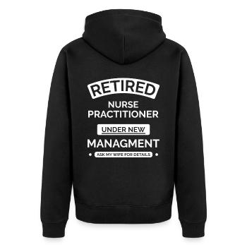 Krankenschwester im Ruhestand - Unisex Premium Bio Zip Hoodie - Schwarz - Hinten - Nico (187cm)