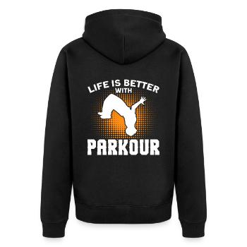 Parkour Cadeau Freerunning Parkour Runner - Veste à capuche bio Premium Unisexe - noir - Dos - Nico (187cm)