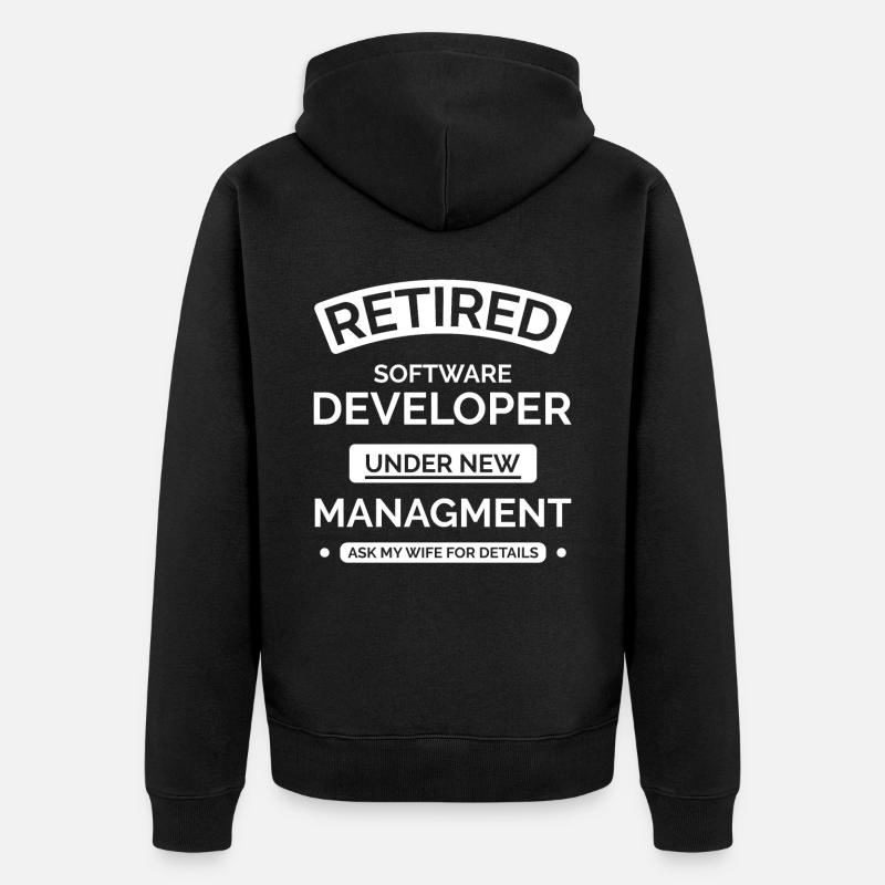 Retired Software Developer - Unisex Premium Organic Zip Hoodie - black