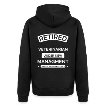 Veterinärmediziner im Ruhestand - Unisex Premium Bio Zip Hoodie - Schwarz - Hinten - Nico (187cm)