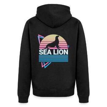 Lion de mer Rétro - Veste à capuche bio Premium Unisexe - noir - Dos - Nico (187cm)