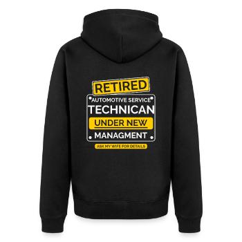 Car Technician Retirement - Unisex Premium Organic Zip Hoodie - black - Back - Nico (187cm)