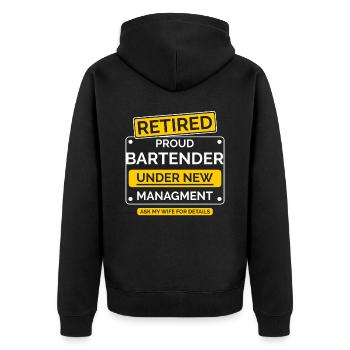 Barkeeper Ruhestand - Unisex Premium Bio Zip Hoodie - Schwarz - Hinten - Nico (187cm)