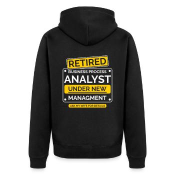 Pensionierter Wirtschaftsanalytiker Rente - Unisex Premium Bio Zip Hoodie - Schwarz - Hinten - Nico (187cm)
