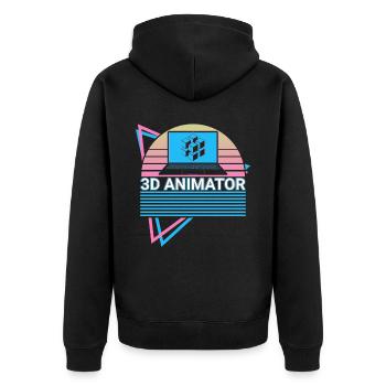 3D-Animator Retro - Unisex Premium Bio Zip Hoodie - Schwarz - Hinten - Nico (187cm)