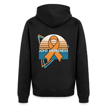 Adhd Awareness Retro - Unisex Premium Bio Zip Hoodie - Schwarz - Hinten - Nico (187cm)