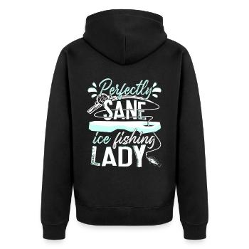Parfaitement sain d’ Pêche sur glace Dame Pêcheuse Pêcheur - Veste à capuche bio Premium Unisexe - noir - Dos - Nico (187cm)