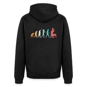 Evolution Of A Butcher And Meat Cutter - Unisex Premium Bio Zip Hoodie - Schwarz - Hinten - Nico (187cm)
