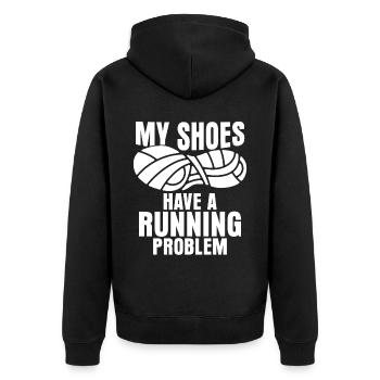 Laufen Jogging Marathon Spruch Rennen - Unisex Premium Bio Zip Hoodie - Schwarz - Hinten - Nico (187cm)